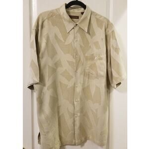 Tori Richard - Gold 100% Silk Button Up Short Sleeve Classic Hawaiian Size XL